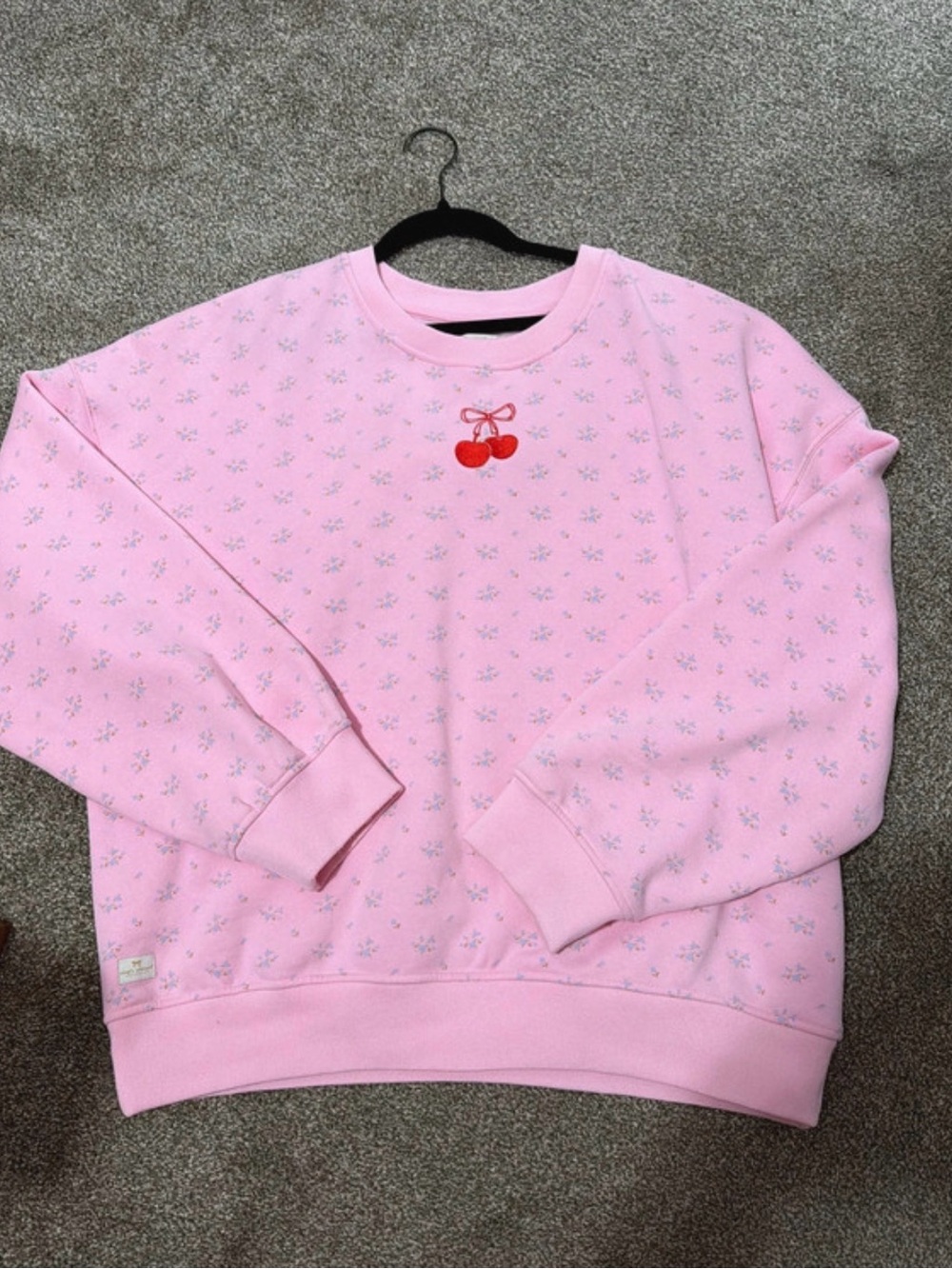 Simply Southern Pink Floral Cherry Crewneck Sweatshirt